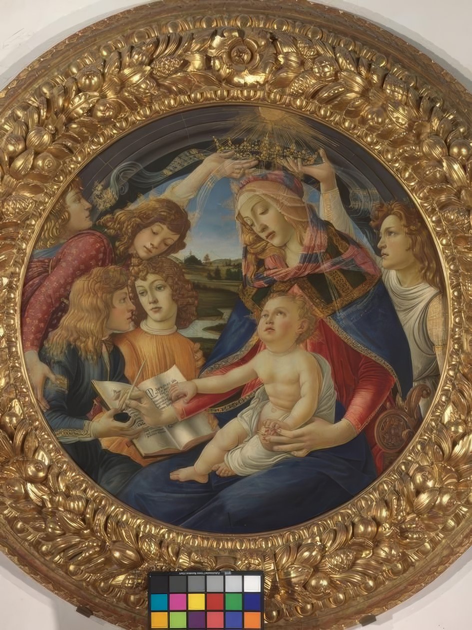 Maria lapsen ja viiden enkelin kanssa tekijältä Sandro Botticelli