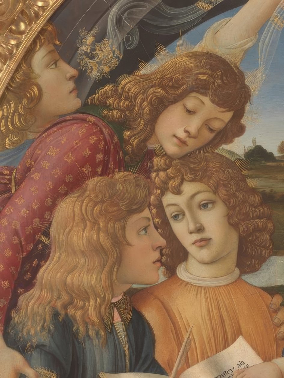 Maria lapsen ja viiden enkelin kanssa tekijältä Sandro Botticelli