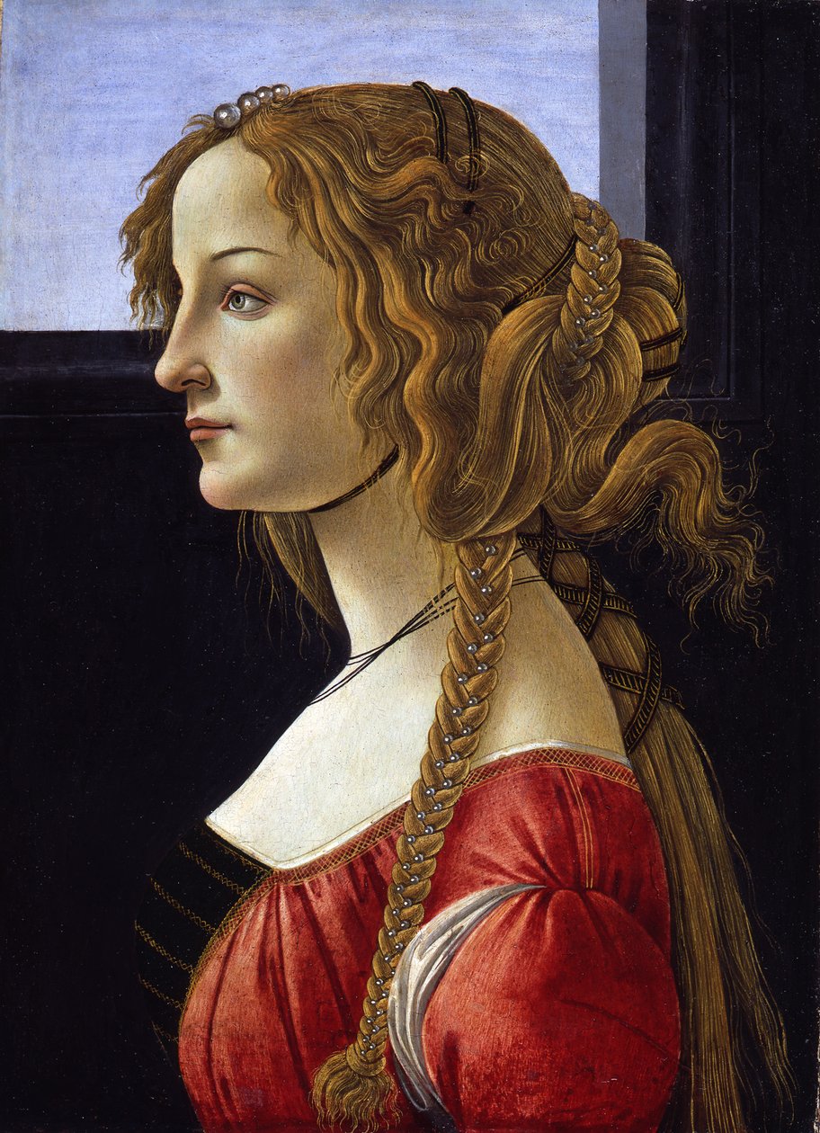Nuoren naisen profiilikuva Simonetta Vespucci, n. 1476 tekijältä Sandro Botticelli
