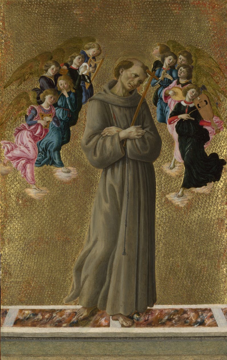 Pyhä Franciscus Assisilainen ja enkelit tekijältä Sandro Botticelli