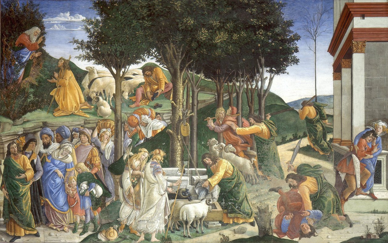 Kohtauksia Mooseksen elämästä, 1481-1482 tekijältä Sandro Botticelli
