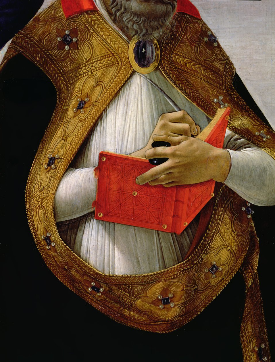 Pyhä Augustinus, Neitsyt Marian kruunajaisista, n.1488-90, tempera paneelille, yksityiskohta 44363:sta. tekijältä Sandro Botticelli