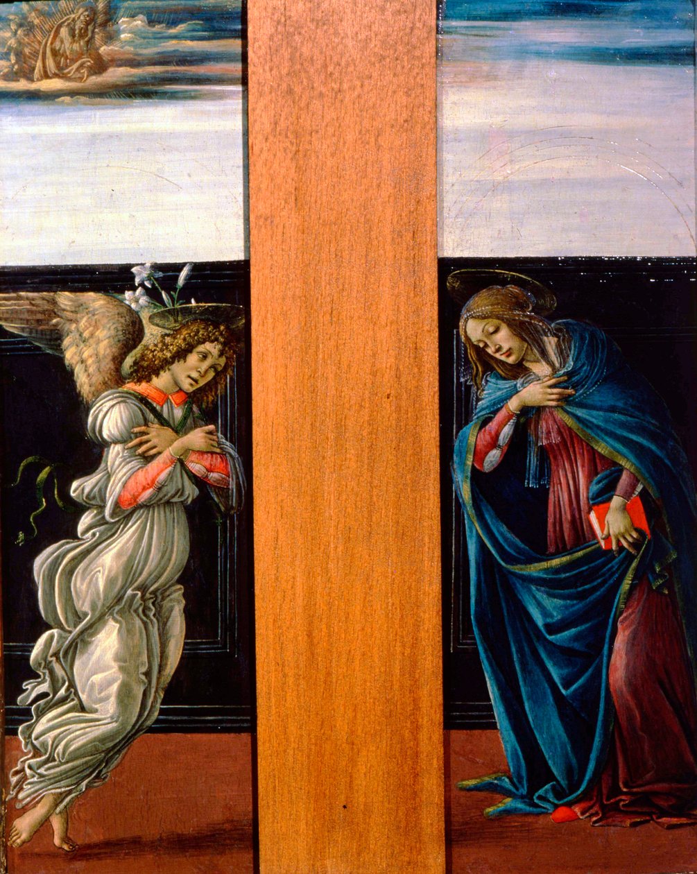 Ilmestyvä neitsyt ja arkkienkeli Gabriel, 1490. tekijältä Sandro Botticelli