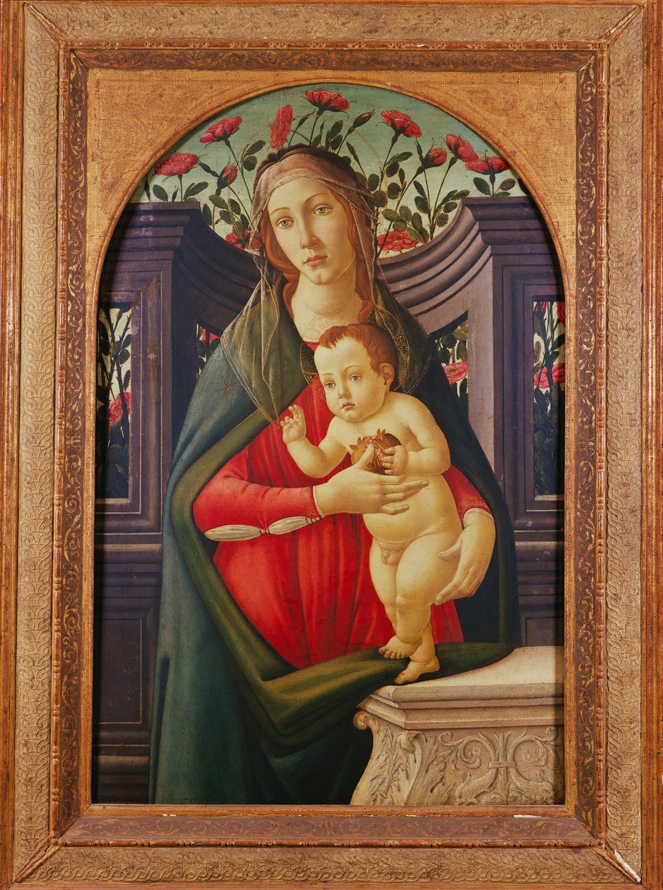 Madonna ja lapsi ruusuilla koristetussa markkinarakossa tekijältä Sandro Botticelli