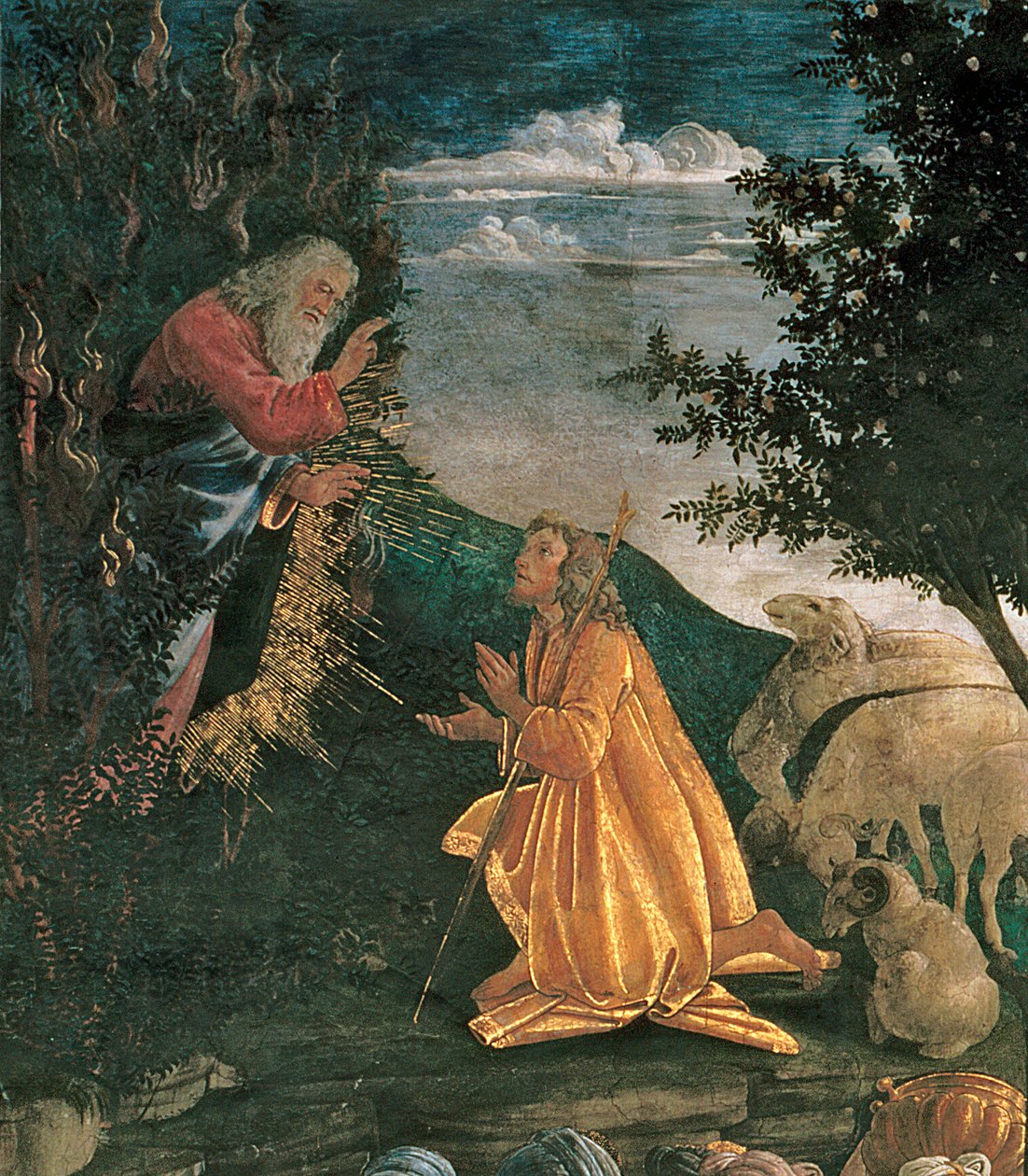 Mooseksen nuoriso, Sikstuksen kappelissa, 1481 freskon yksityiskohta 80051:stä tekijältä Sandro Botticelli