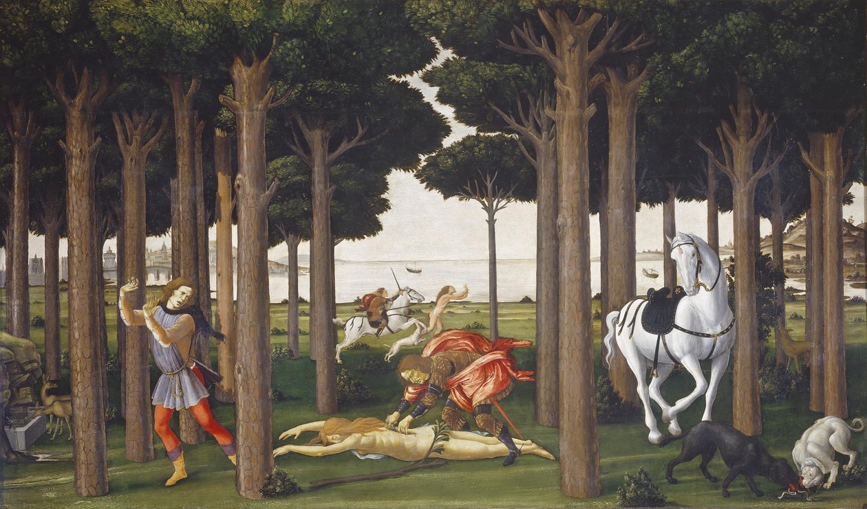 Nastagio degli Honestin tarina, paneeli II tekijältä Sandro Botticelli