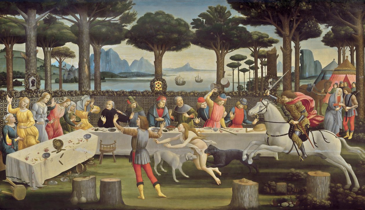Nastagio degli Onestin tarina, paneeli 3 tekijältä Sandro Botticelli