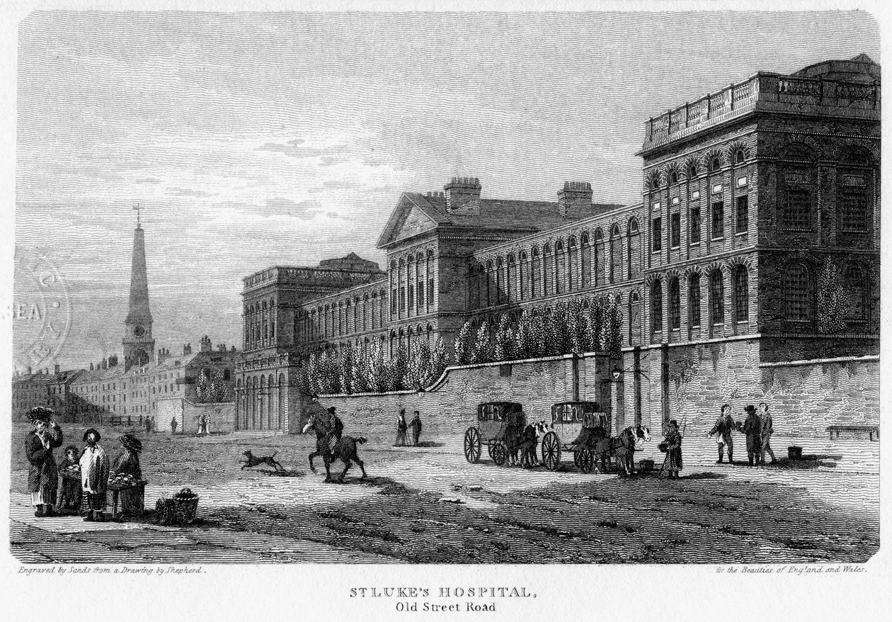 St Lukes Hospital, Old Street, Finsbury, Lontoo, 1815. tekijältä Sands