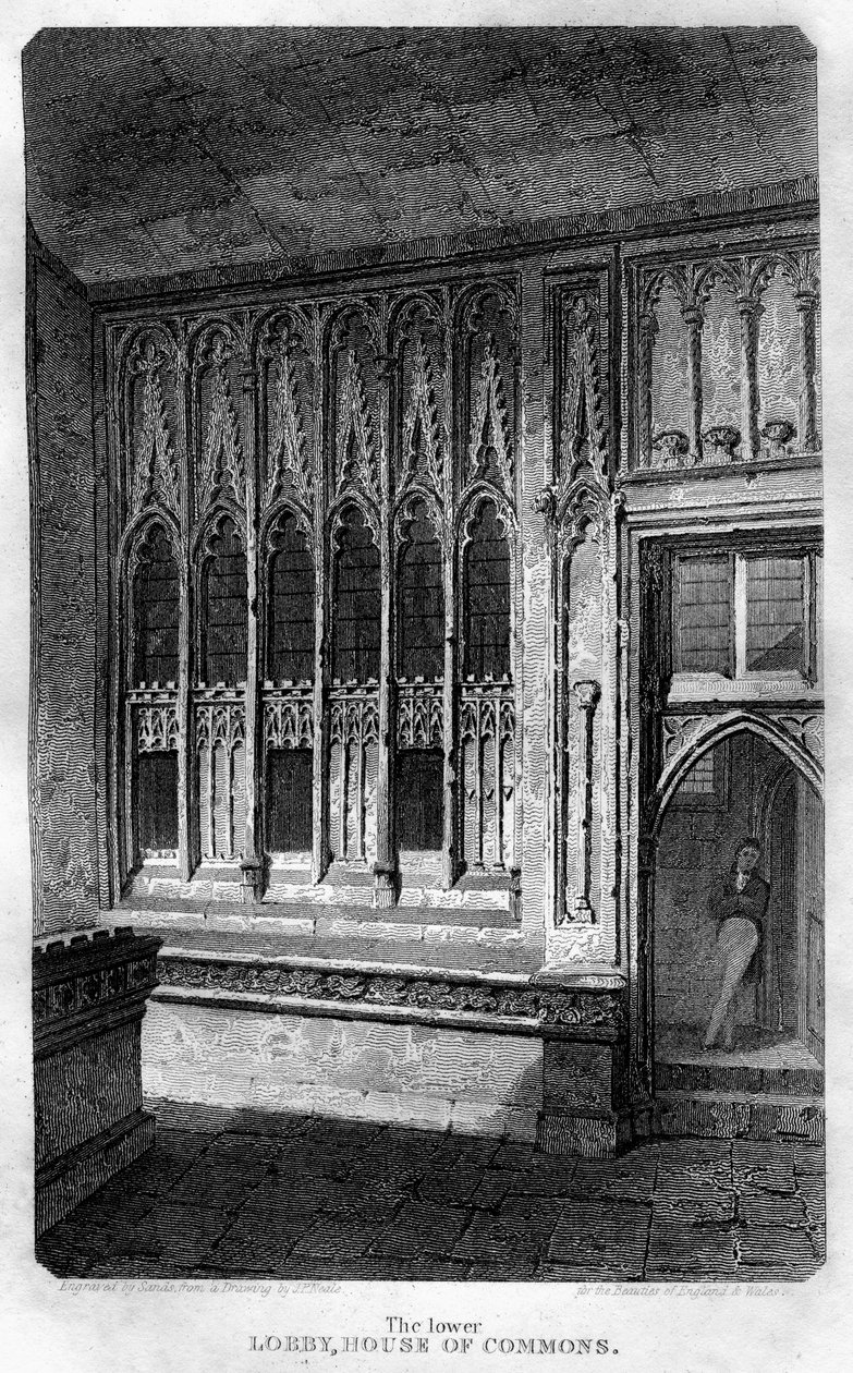 Ala-aula, alahuone, Westminster, Lontoo, 1815. tekijältä Sands