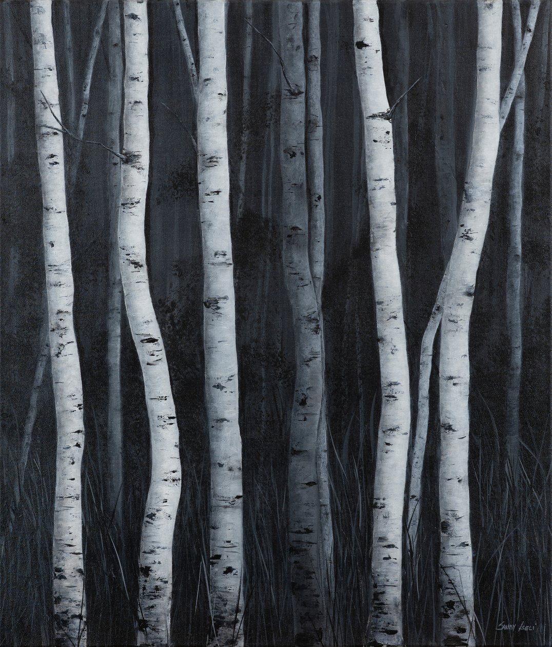 Koivut, 2025 (akryyli kankaalle) tekijältä Sandy Iseli