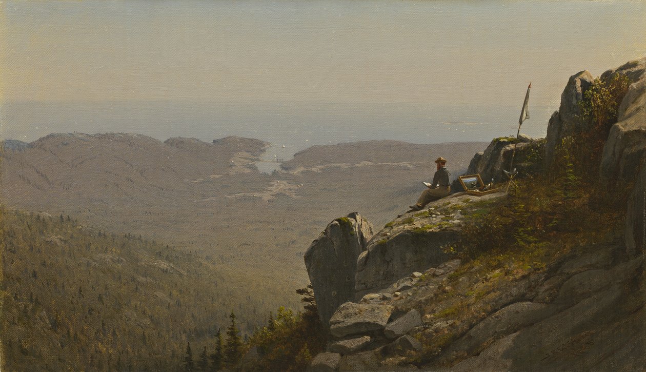 Taiteilija luonnostelemassa Mount Desertissä, Mainessa, 1864-5. tekijältä Sanford Robinson Gifford