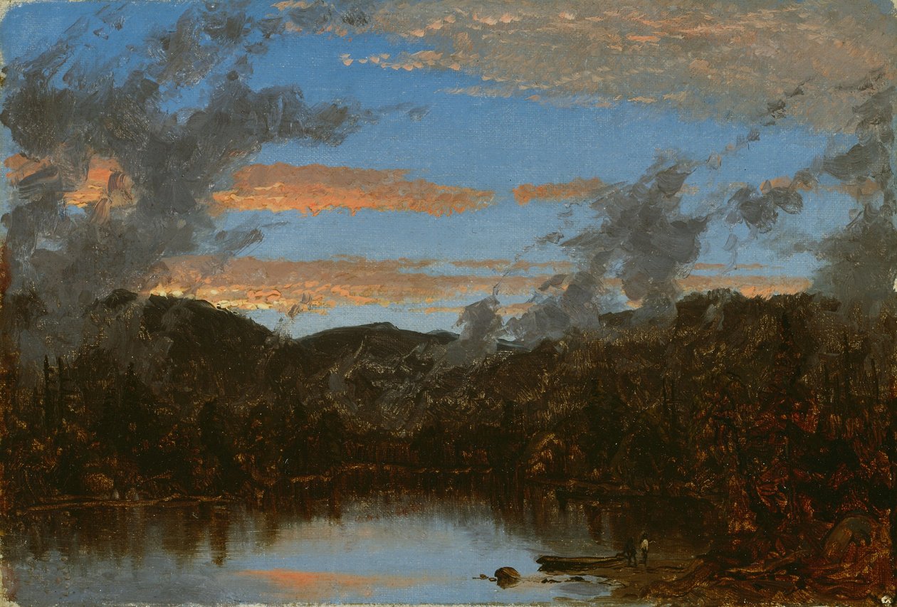 Mist Rising at Sunset in the Catskills, n. 1861 (öljy kankaalle) tekijältä Sanford Robinson Gifford