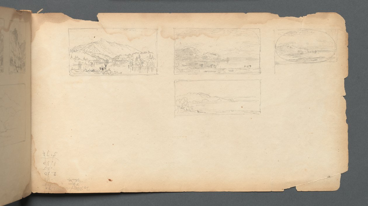 Luonnoskirja, sivu 40: Mainen maisema, 1859. tekijältä Sanford Robinson Gifford