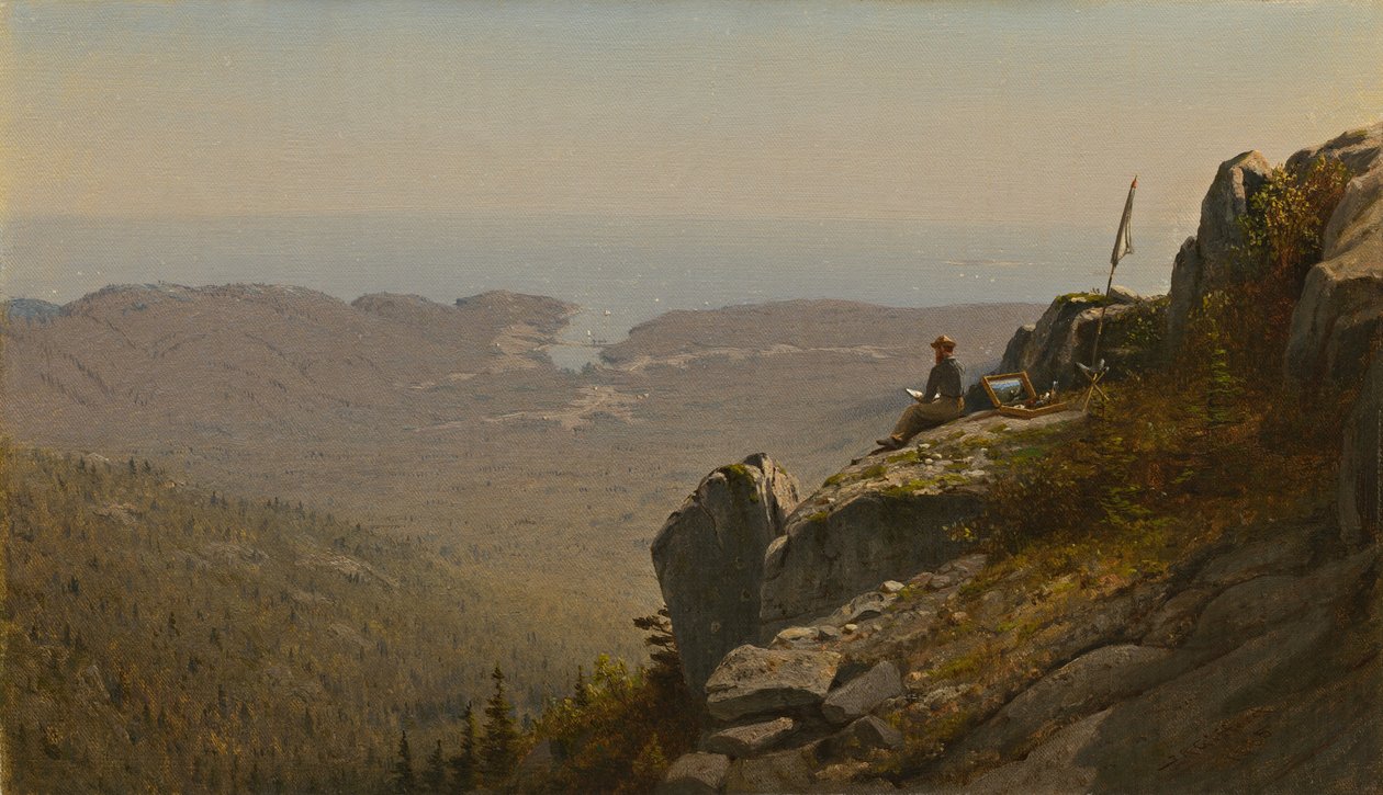 Taiteilija luonnostelee Mount Desertissä, Mainessa tekijältä Sanford Robinson Gifford
