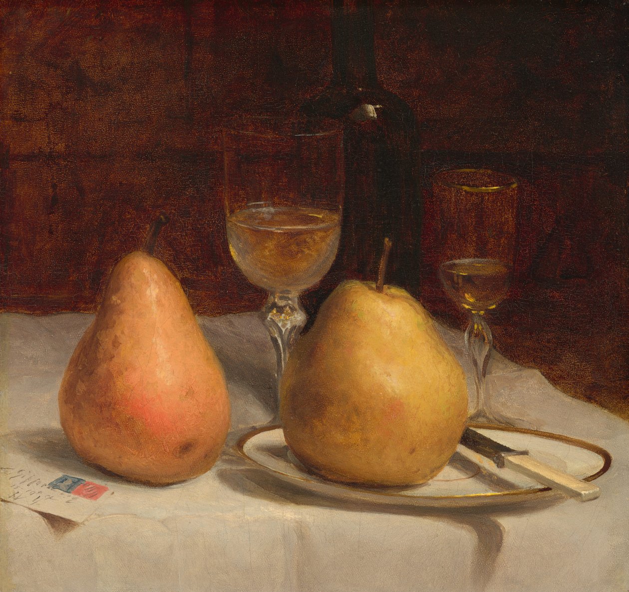 Kaksi päärynää pöydällä tekijältä Sanford Robinson Gifford