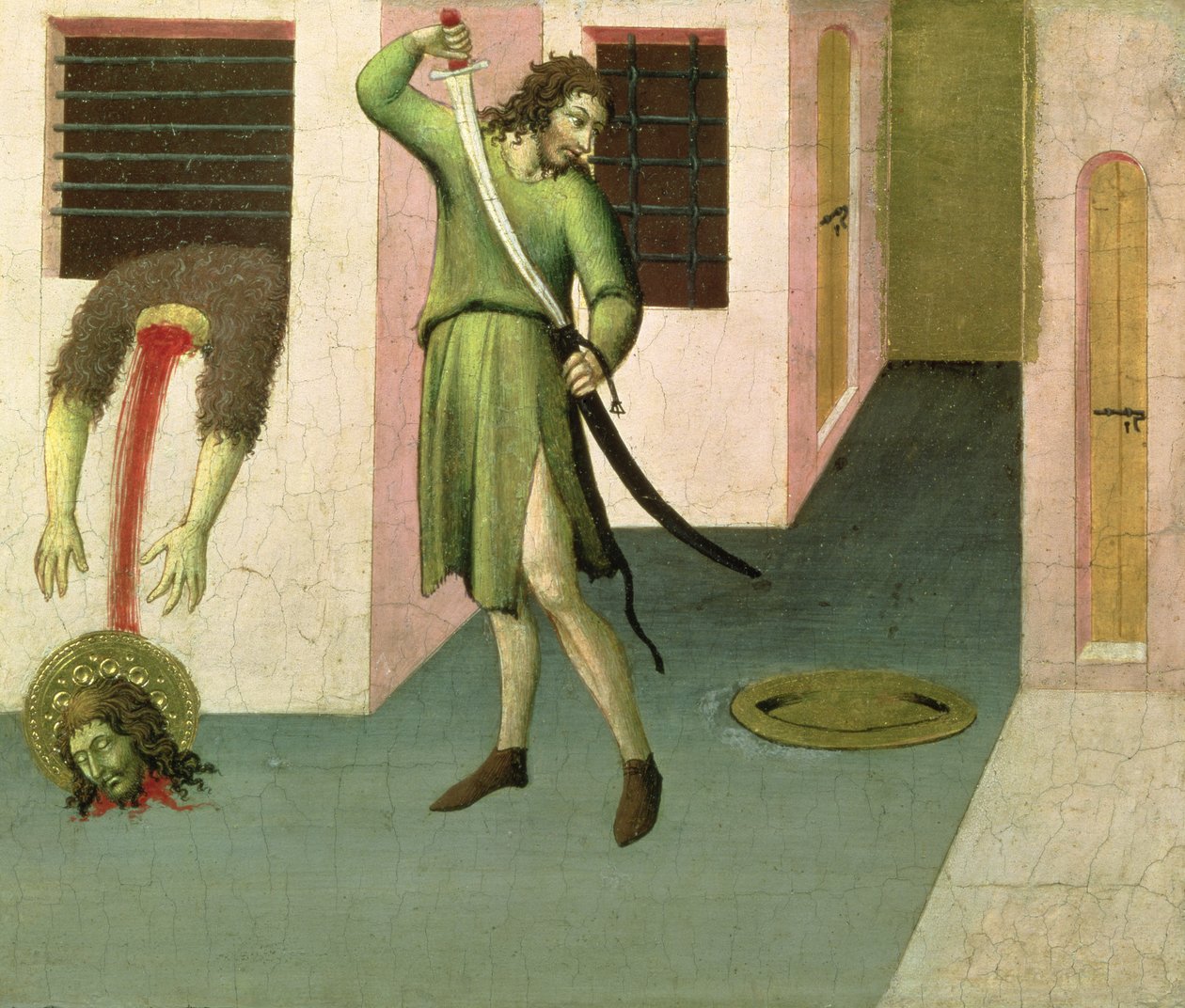 Pyhän Johannes Kastajan pään mestaus (tempera taulussa) (katso myös 53648) tekijältä Sano di Pietro