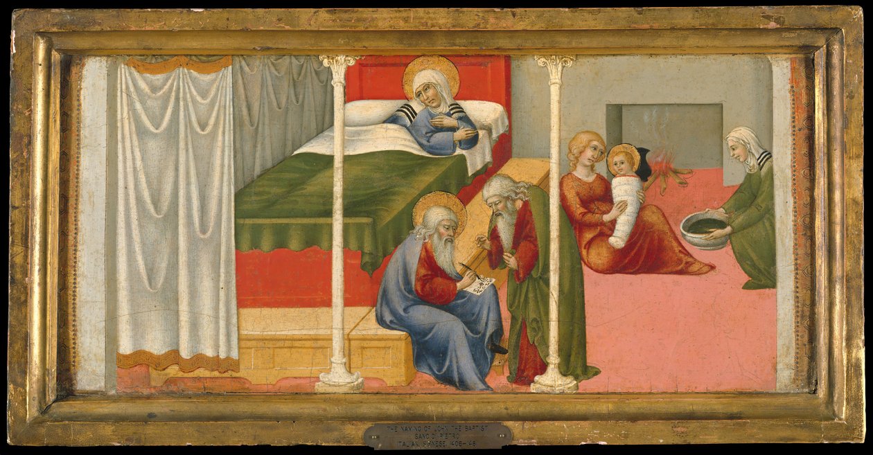 Pyhän Johannes Kastajan syntymä ja nimeäminen, 1450-60. tekijältä Sano di Pietro