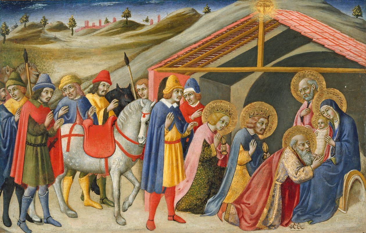 The Adoration of the Magi, n. 1470 (tempera ja kulta puussa) tekijältä Sano di also Ansano di Pietro di Mencio Pietro