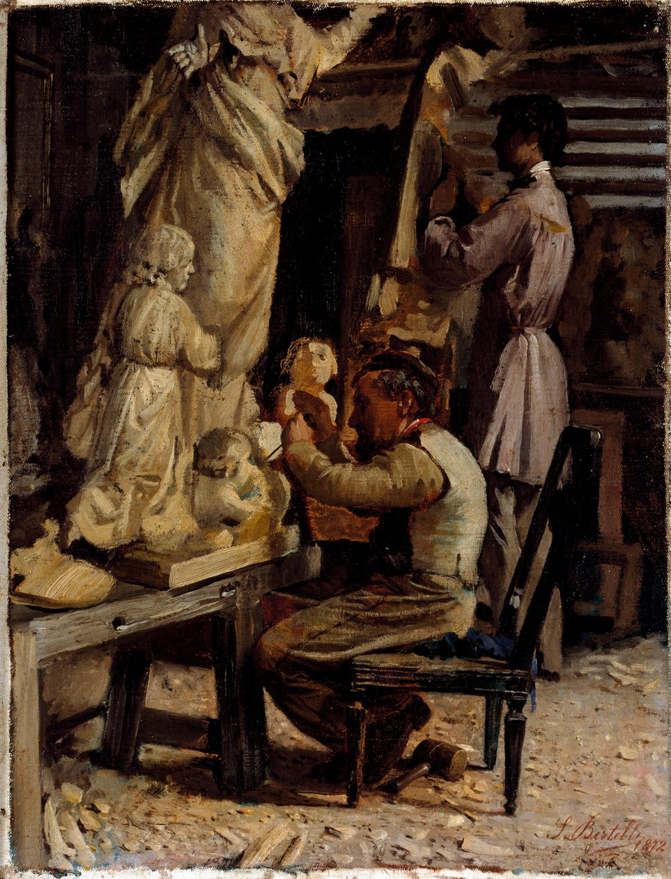 Kuvanveistäjän työpaja. Sante Bertellin maalaus (1840-1892) tekijältä Sante Bertelli