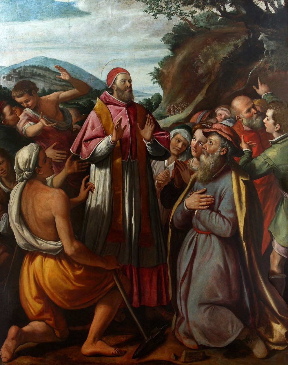 Pyhä paavi Klemens I, uskovien ympäröimä, 1592. tekijältä Santi di Tito