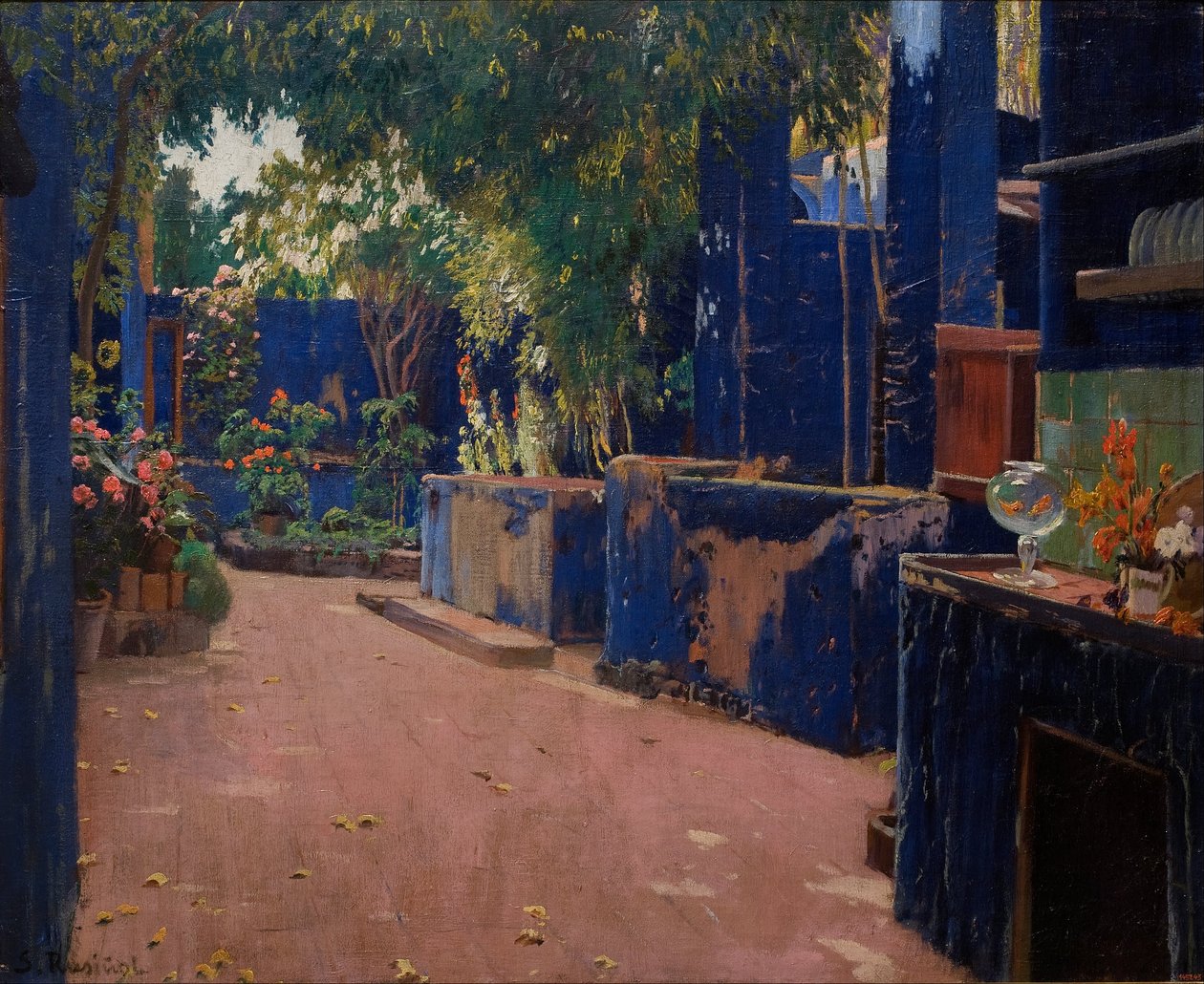 Sininen piha. Arenys de Munt tekijältä Santiago Rusiñol