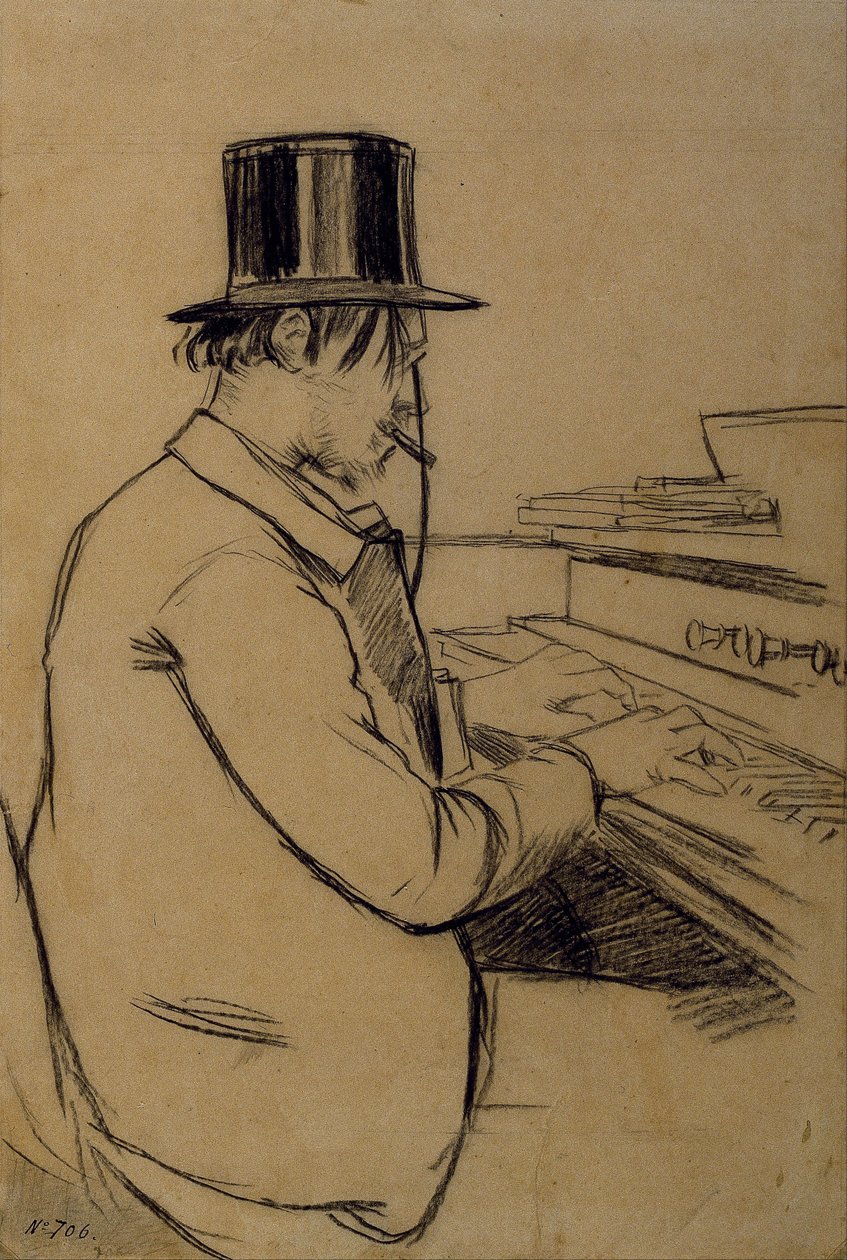 Erik Satien muotokuva 1866-1925, soitti harmoniaa tekijältä Santiago Rusiñol