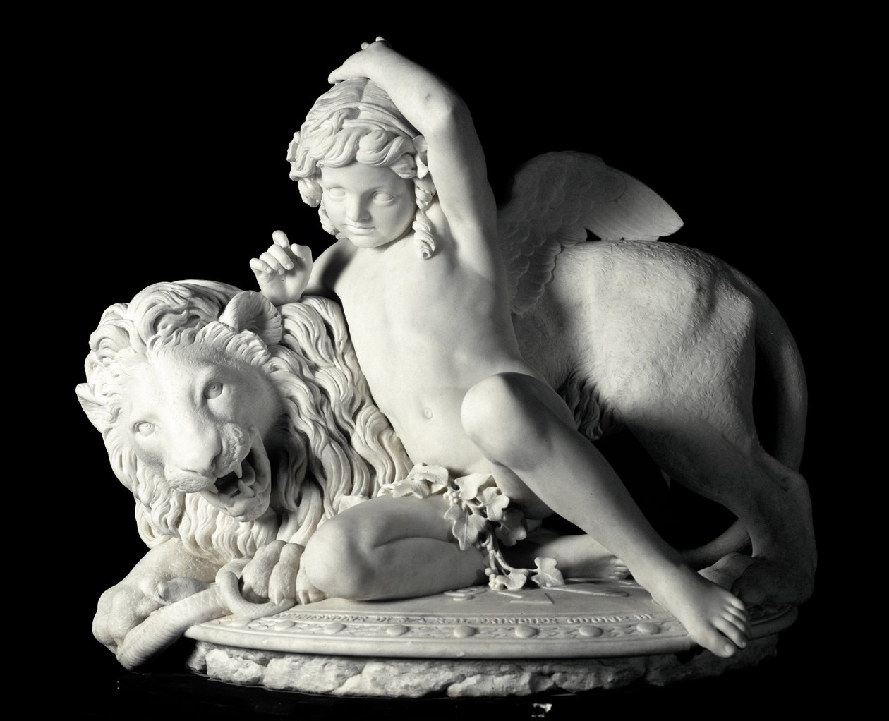 Love Mastering the Force Marble Veistos Santo Varni (1807-1885) 1865. Dim. 85x90x62 cm Prince Odon di savoian kokoelmasta. Genes, Galleria d