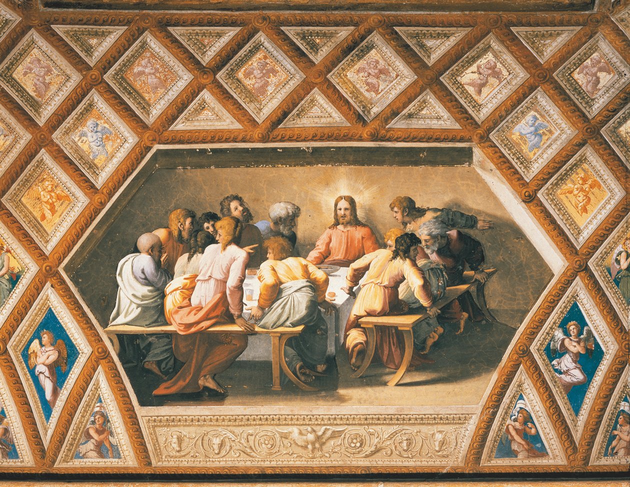 Viimeinen ehtoollinen tekijältä Sanzio of Urbino (workshop) Raphael