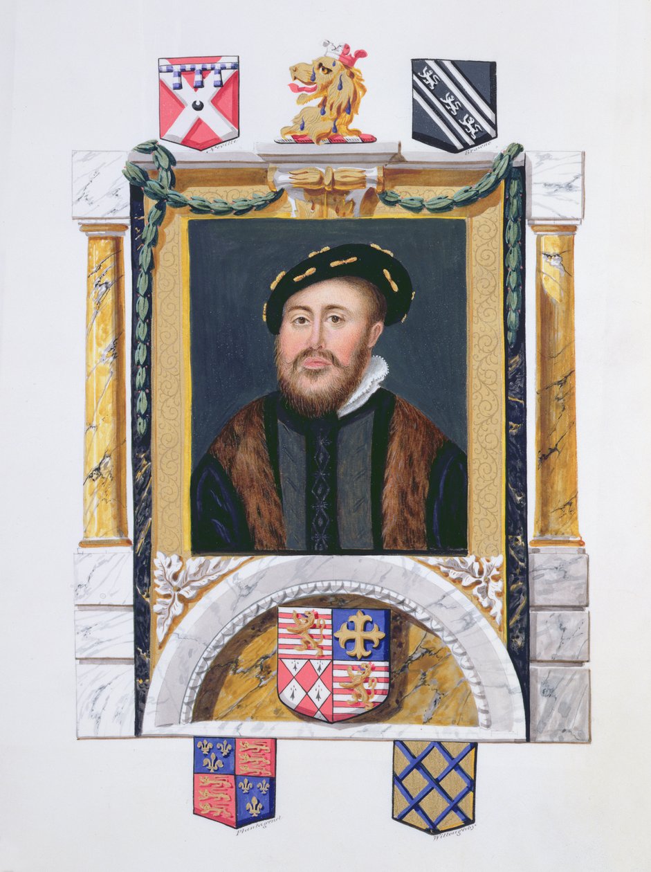 Charles Brandonin (1488-1545) muotokuva Suffolkin herttuasta nuorena miehenä (wc ja guassi paperilla) tekijältä Sarah Countess of Essex