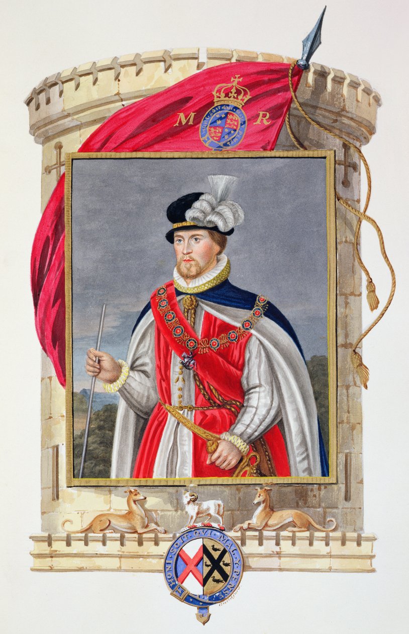 John Dudleyn (1502-53) muotokuva Northumberlandin herttuasta "Memoirs of the Court of Queen Elizabeth", julkaistu vuonna 1825 (wc ja guassi paperilla) tekijältä Sarah Countess of Essex