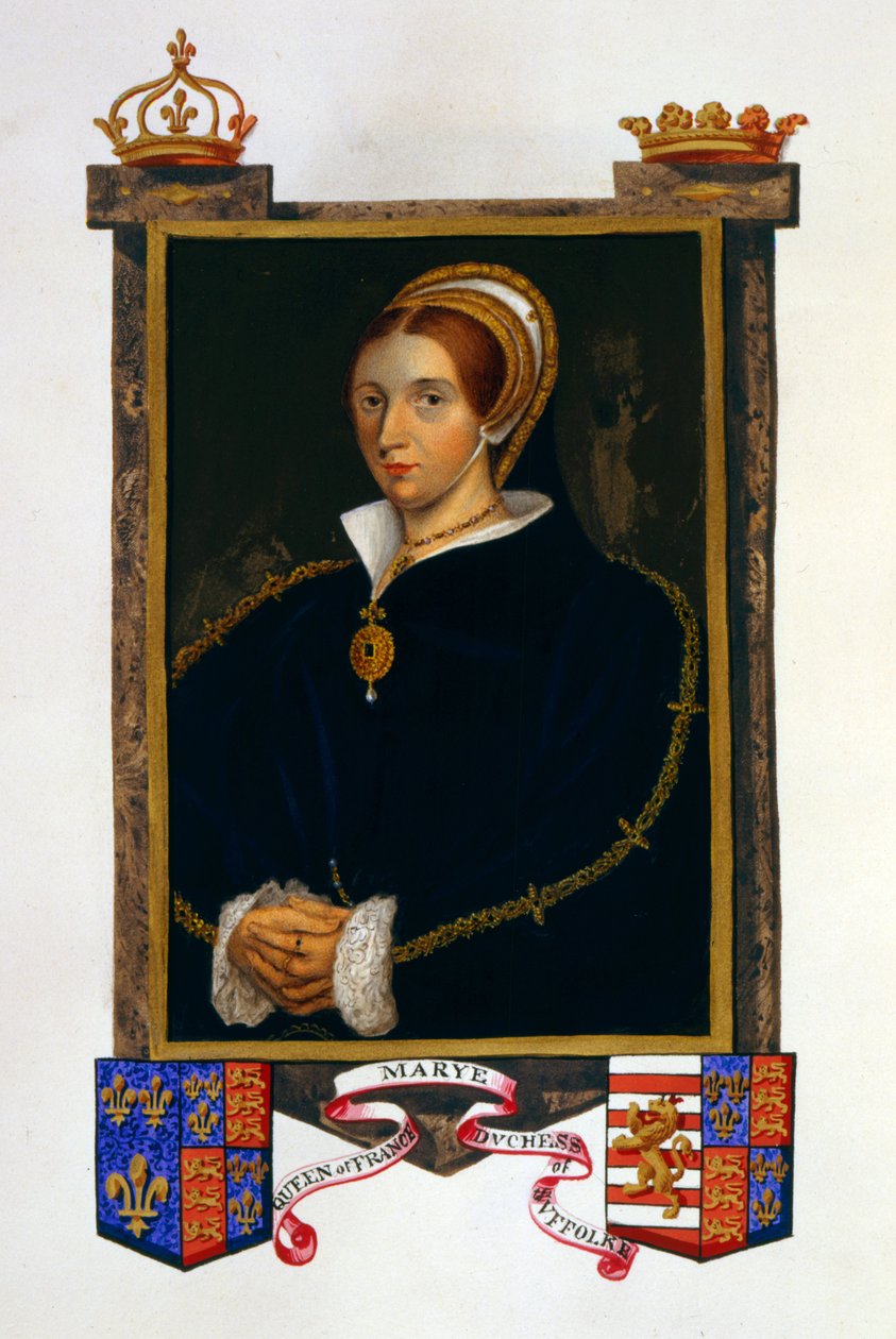 Muotokuva Mary Tudorista, kirjasta "Memoirs of the Court of Queen Elizabeth", julkaistu vuonna 1825 (wc ja guassi paperilla) tekijältä Sarah Countess of Essex