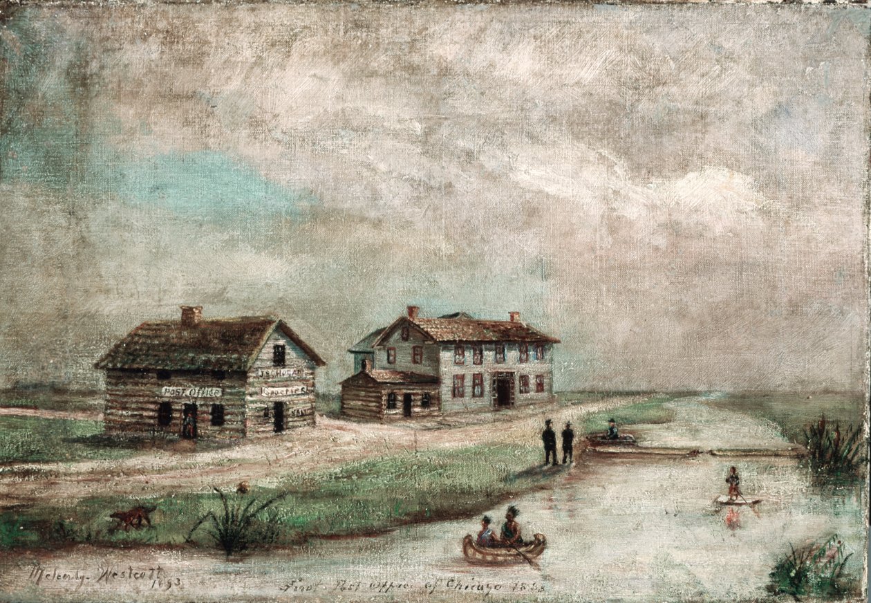 Yhdysvaltain ensimmäinen postitoimisto Chicagossa, 1893 tekijältä Sarah E. Melendy Westcott