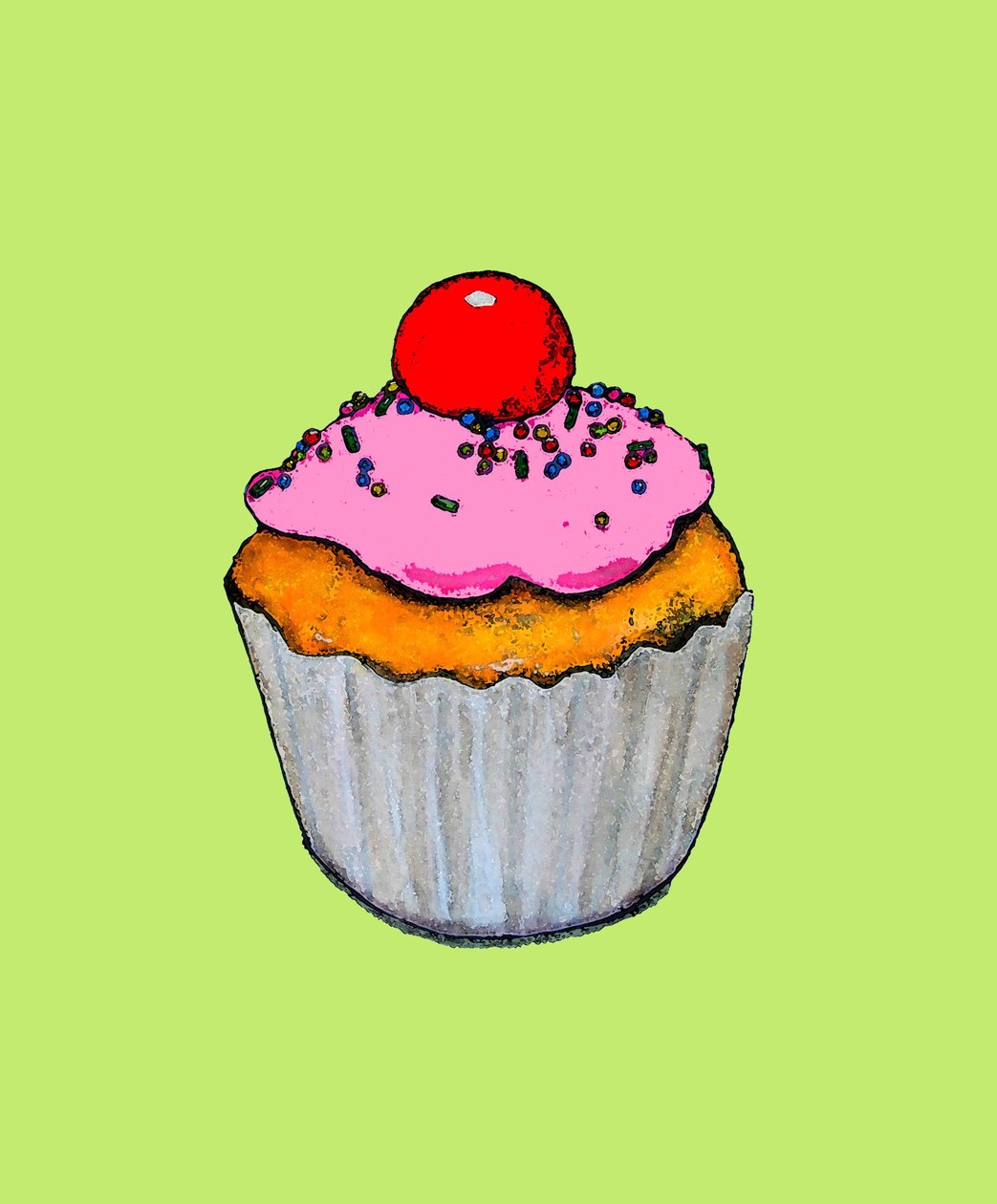 Cupcake, 2009 (öljy ja muste paperille) tekijältä Sarah Thompson Engels