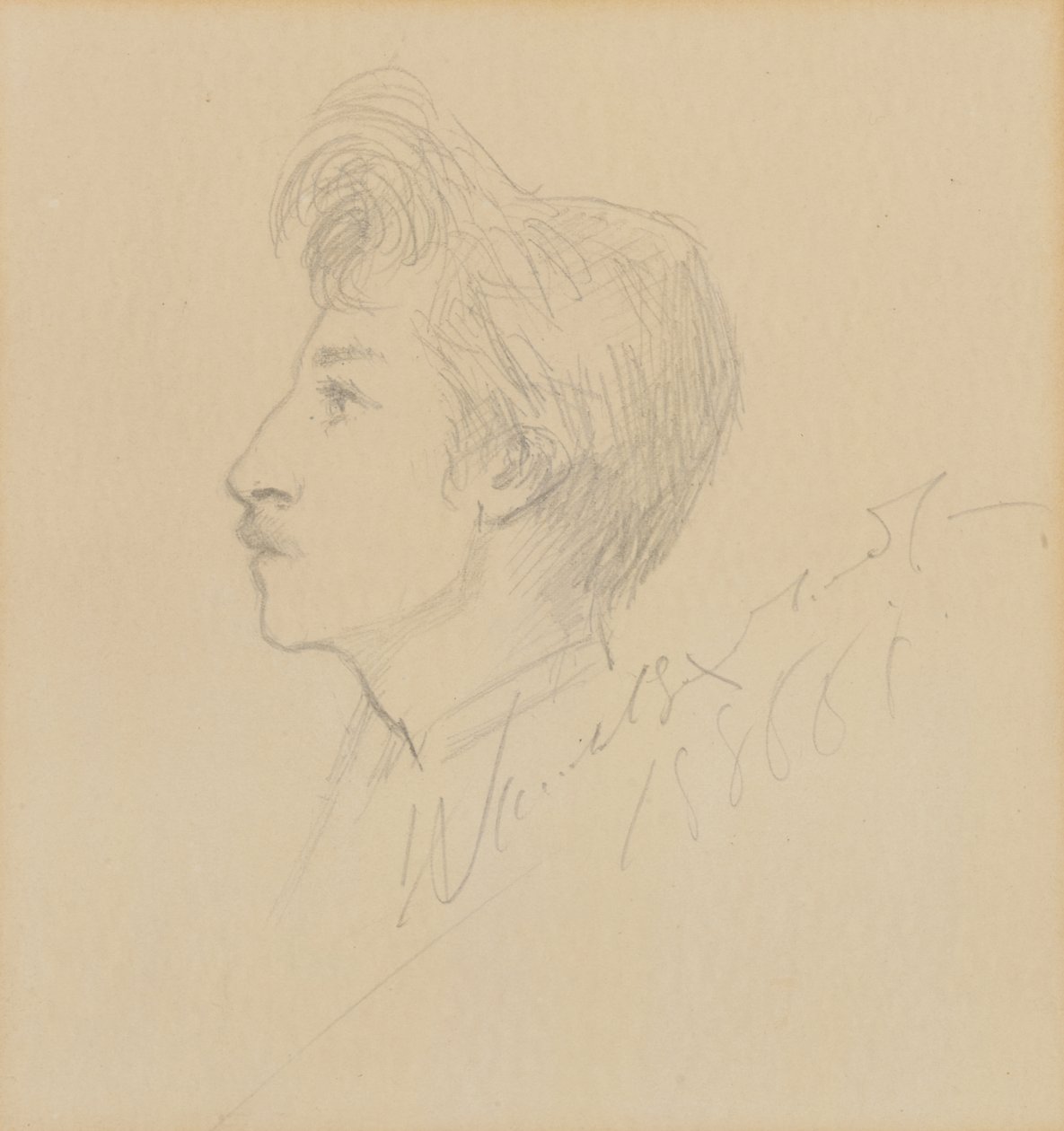 W. Graham Robertsonin muotokuva, päivätty (grafiitti paperille) tekijältä Sarah Bernhardt