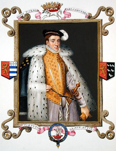 Henry Fitzalanin (n. 1511-80) muotokuva, Arundelin 12. jaarli vuonna 1825 julkaistusta "Kuningatar Elisabetin hovin muistelmista" (akvarelli ja guassi paperille) tekijältä Sarah Countess of Essex