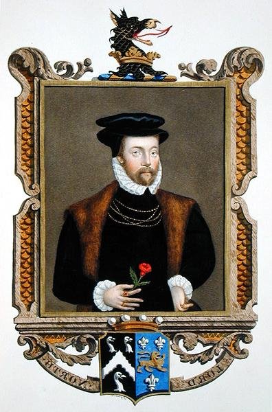 Lordi Roger Northin (1530-1600) muotokuva, 2. Baron North kirjasta "Memoirs of the Court of Queen Elizabeth", julkaistu vuonna 1825 (akvarelli ja guassi paperille) tekijältä Sarah Countess of Essex