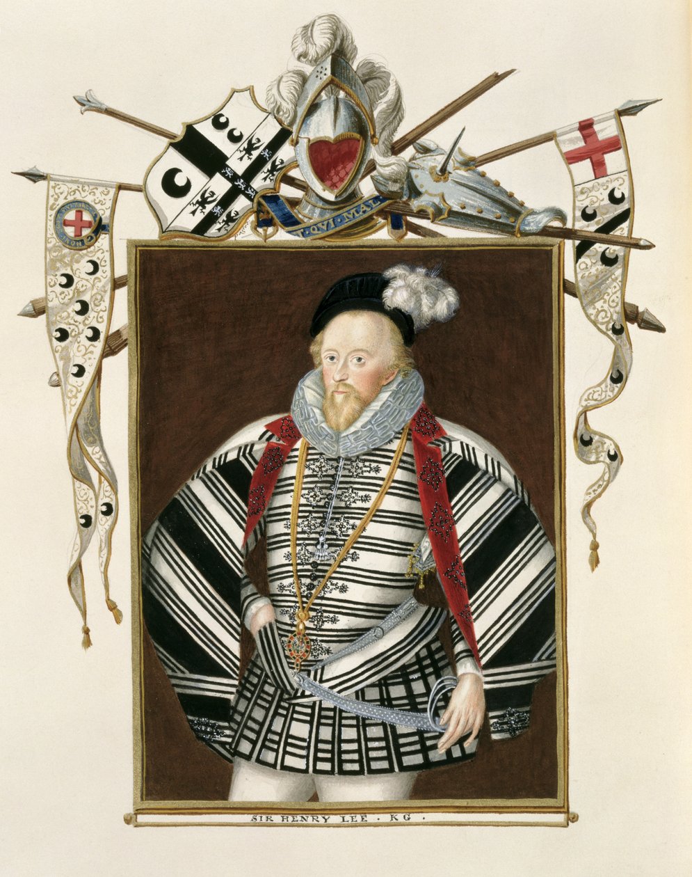 Sir Henry Leen (1530-1610) muotokuva Queen Elizabethin hovin muistelmista, julkaistu vuonna 1825 paperilla tekijältä Sarah Countess of Essex