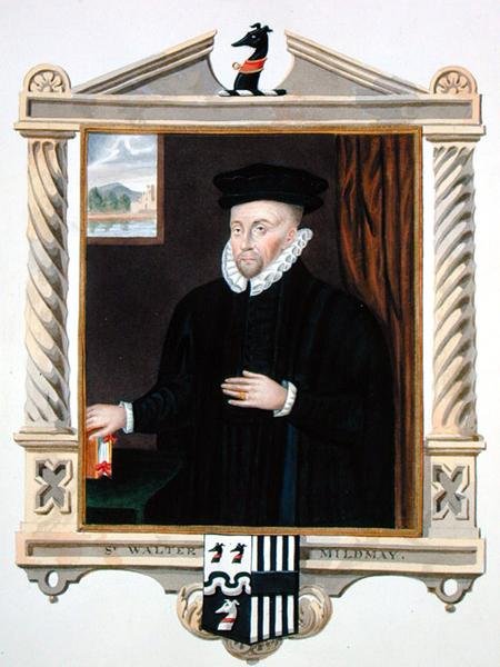 Sir Walter Mildmayn (n. 1520–1589) muotokuva julkaisusta "Memoirs of the Court of Queen Elizabeth" Sir William Segarin (k. 1633) muotokuvan jälkeen, julkaistu vuonna 1825 (akvarelli ja guassi paperilla) tekijältä Sarah Countess of Essex