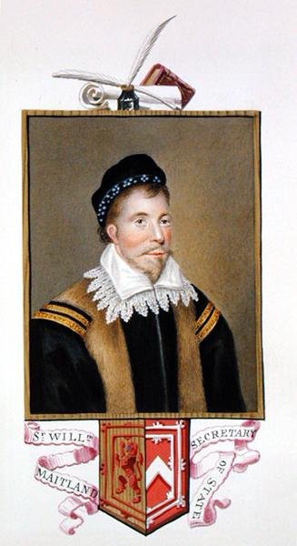Muotokuva Sir William Maitlandista Lethingtonista (n. 1528-1573) Ulkoministeri kirjasta "Memoirs of the Court of Queen Elizabeth", julkaistu vuonna 1825 (akvarelli ja guassi paperilla) tekijältä Sarah Countess of Essex