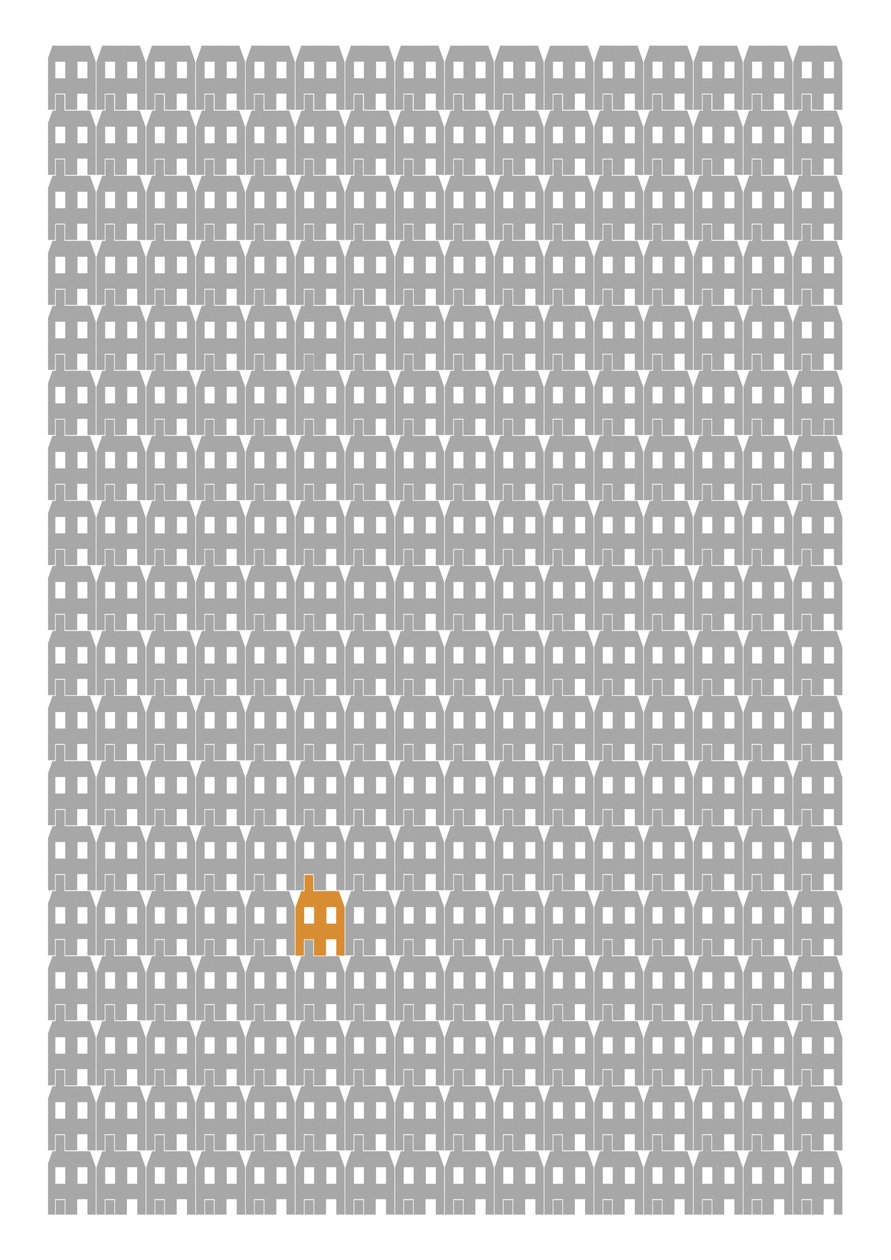 Grey Paper House Repeat Print, 2014 (graafinen giclee-tulostus) tekijältä Sarah Evans