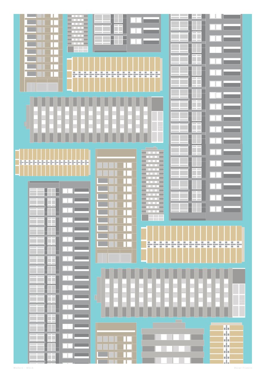 Modern Block, 2014 (grafiikan giclee-tulostus) tekijältä Sarah Evans