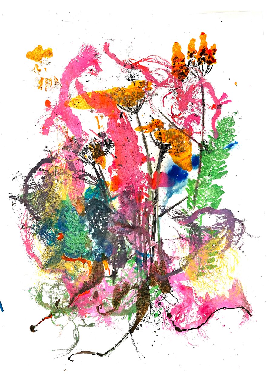 Tangle, 2023 (muste monoprint) tekijältä Sarah Thompson Engels