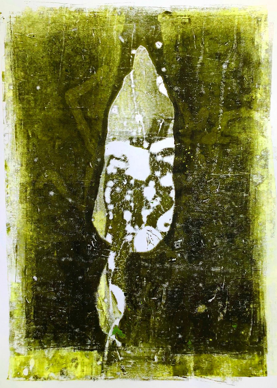 "Abstract leaf" 2020 (monoprintti) tekijältä Sarah Thompson Engels