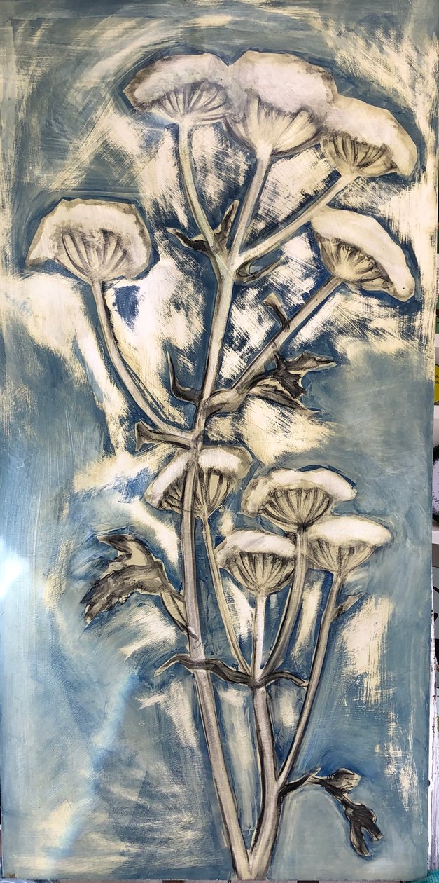 Hogweed (akryylia aluksella) 2020 tekijältä Sarah Thompson Engels
