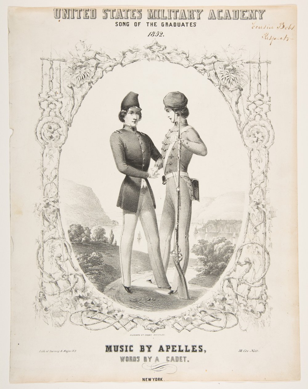 Yhdysvaltain sotilasakatemia: Valmistuneiden laulu, 1852. tekijältä Sarony and Co