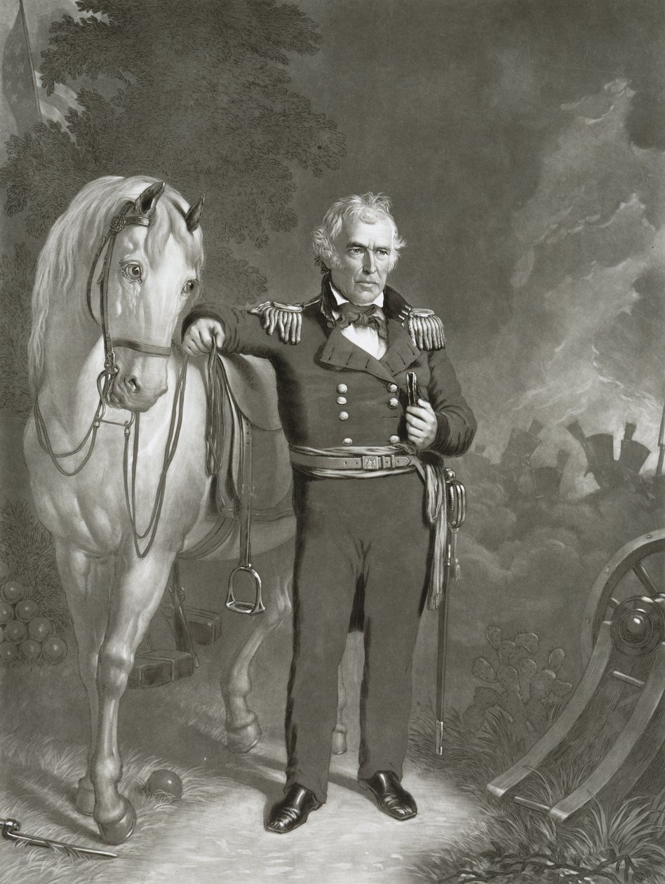 Kenraalimajuri Zachary Taylor, 1849-1852 (mezzotint kudospaperilla) tekijältä Sartain and Sloanaker Sartain and Sloanaker