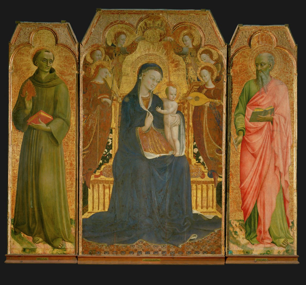 Polyptyykki. Keskellä: Madonna ja lapsi ... tekijältä Sassetta (c.1392 1450)