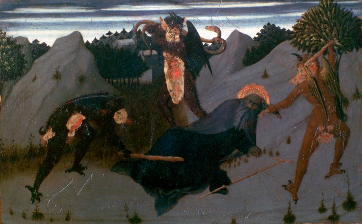 Paholaisten lyömä St Anthony, 1423-1426 tekijältä Sassetta