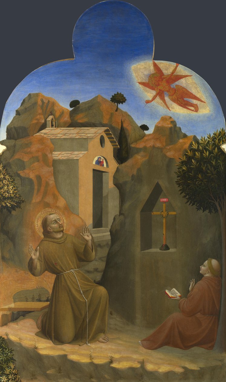 Pyhän Franciscuksen leimautuminen Borgo del Santo Sepolcro -alttaritaulusta, 1437-1444 tekijältä Sassetta