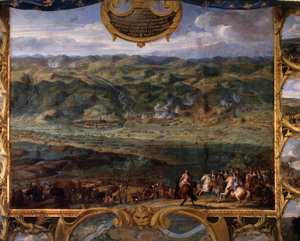 Bourbon Conden prinssi Ludvig II:n (Bourbon-Conde) teot, jotka tunnetaan nimellä Grand Conde (1621-1686): Fribourgin taistelu (1644) kolmikymmenvuotisen sodan aikana - Vapahtajan maalaus Tarina (Leconte, Kreivi, Lecomte) ) (1659-1694) tekijältä Sauveur Le Conte